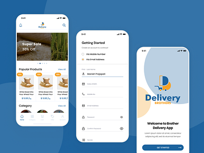 Mobile App - Delivery Brothers app branding delivery delivery service design icon product store ui ux web website