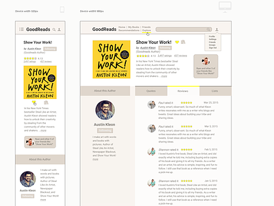 GoodReads Redesign book page comp redesign
