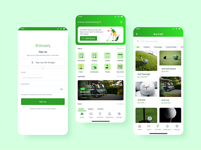 Gholefy Mobile App UI Design 🏌️
