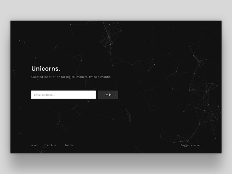 Unicorns - Newsletter Landing Page unicorns newsletter css javascript animation website landing page