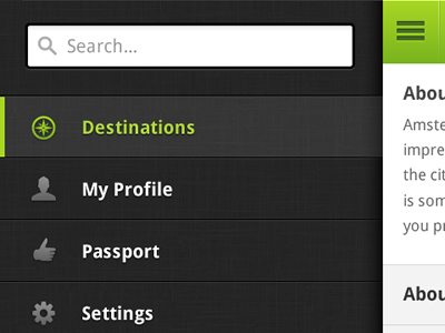 TouristEye App Menu android app interface ios menu mobile touristeye