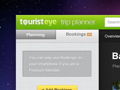 Trip Planner Web App app chrome interface touristeye ui web