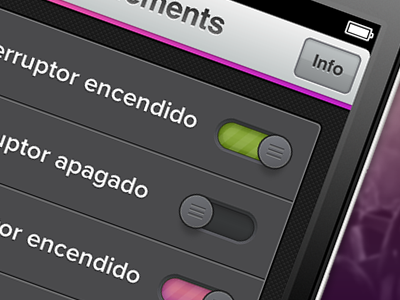 iPhone App UI app button interface iphone mobile purple switch trigger ui