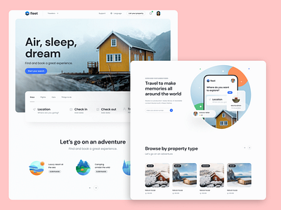 Travel Booking Landing Page 3d animation app branding design flat graphic design illustration logo minimal motion graphics ui ux vector