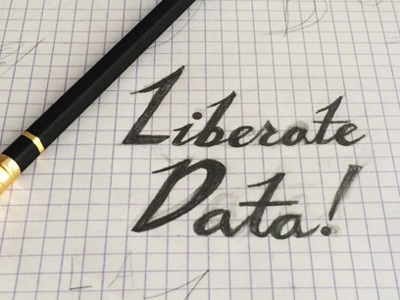 Liberate Data hand lettering in progress