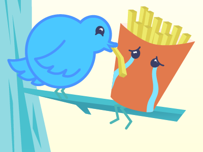Come Fry With Me bird french fries twitter vector illustration