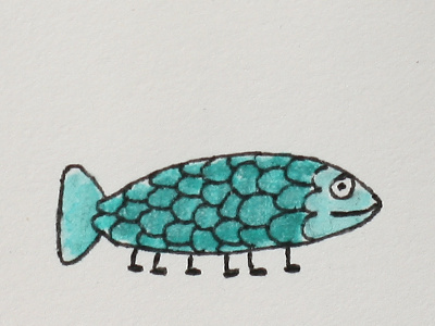 Go Fish! creature drawing fish funny illustration legs made me smile sketch
