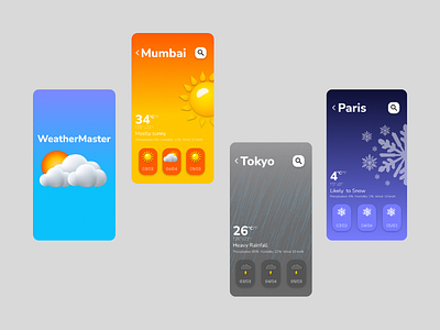 Weather Master app design minimal mobile ui