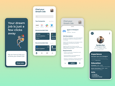 Job Search Application app dailyui design jobsearch minimal mobile mobileapp ui uidesign ux
