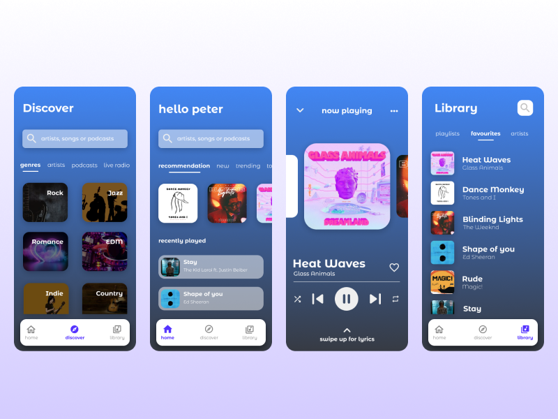 music player app by Varun V on Dribbble