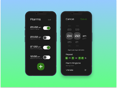 Alarm Clock UI Concept alarm app clock app figma mobile mobile app ui uidesign uiux