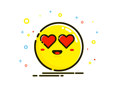 Smiling Face with Heart-Shaped Eyes ball emoji face heart hearteyes illustrator yellow
