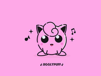 Jigglypuff character design illustration jigglypuff music pink pokemon