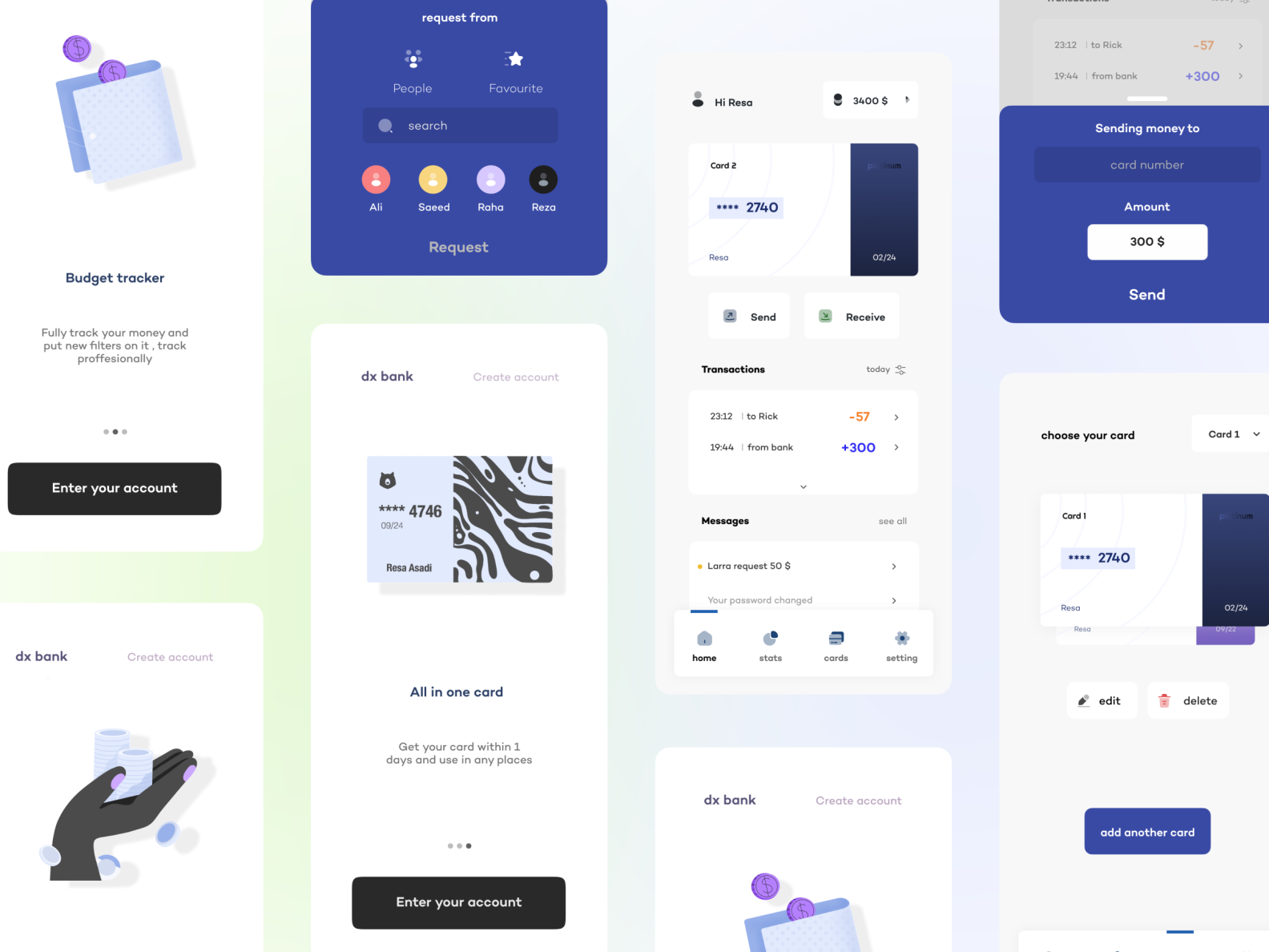 Banking services app by Rezaa on Dribbble