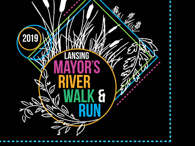 Annual Local Riverwalk event poster and graphic branding design illustration logo vector