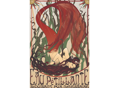 Art Nouveau Mermaid design illustration vector