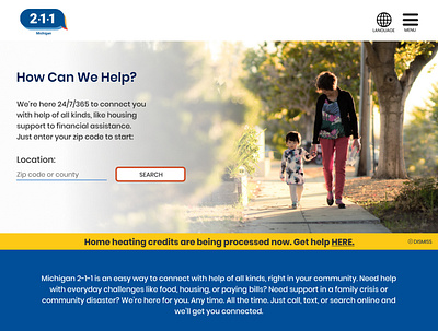 Michigan 211 website design design ui ux