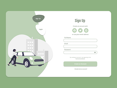 Daily UI #1: Sign Up Screen for a Ridesharing App app branding challenge daily ui design figma illustration ui ux vector web design