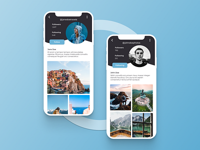 Daily UI #6: User Profile for a Travel Photography App app challenge daily ui design figma photography travel ui unsplash user profile ux