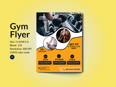 Gym Flyer Design barbell body building crossfit fitness flyer grunge gym hardcore modern print print ready professional psd sport template training weight workout