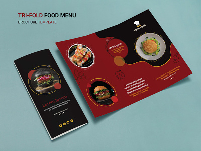 Tri-fold food menu brochure template