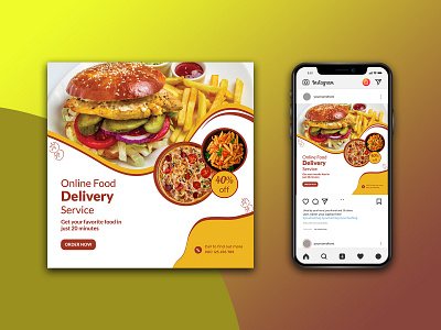 Food delivery promotion social media template design