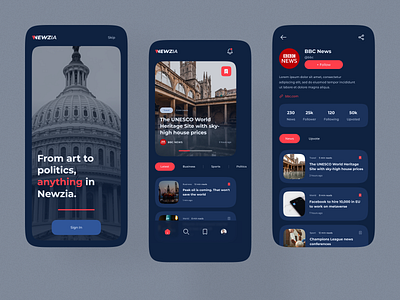 NEWZIA News · Articles and News Reading App 3d animation article branding design dribbble best shot figma graphic design illustration logo motion graphics news typography ui ux vector