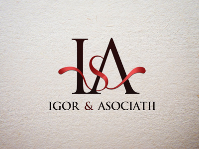 Logo Igor associates bounding connecting initials logo ribbon typography