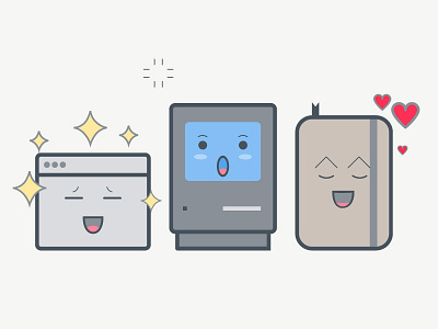 Cool news illustration browser character clean flat icon illustration mac moleskine