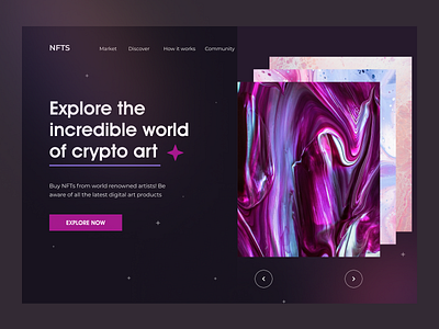 NFT marketplace landing page art binance blockchain crypto cryptoart cryptocurrency ethereum gradient landing marketplace nft platform token ui web website