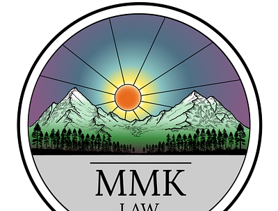 MMK Law Logo w/ Mountains & purple sunrise/sunset mountains nature nature inspired sunrise sunset
