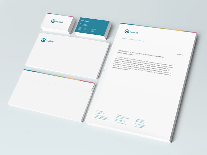 cloudbau Stationary stationary letterhead print vector branding logo brand cb business card cards envelope corporate design identity mark