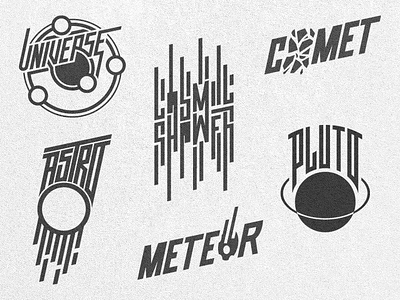 Astronomy Logos astronomy branding comet cosmos custom type handlettering logo logotype planet type universe vector