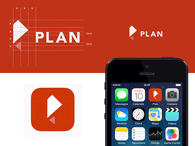 Plan Logo / App Icon app branding construction corporate folded grid icon logo p paper plan vector