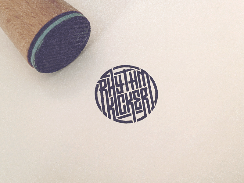 RK stamp typography stamp branding brand mark handlettering custom type grid logo music badge nightlife