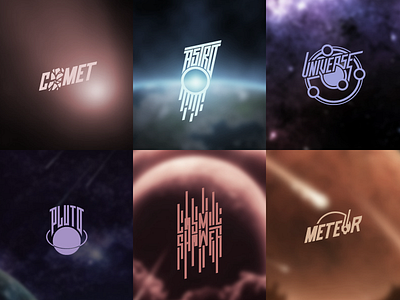 Astronomy Logos astronomy branding cosmos custom type handlettering lettering logo logotype series space typography