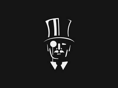 Gentleman branding character gentleman hat head illustration logo mark negative simple space vector