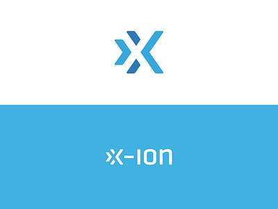 x-ion branding grid letter logo mark negative simple space vector x