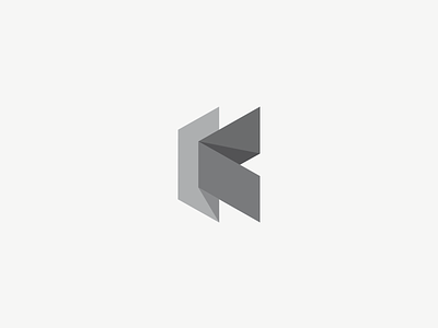 Folded K branding folded grey k letter logo mark nuances origami shadow typography vector