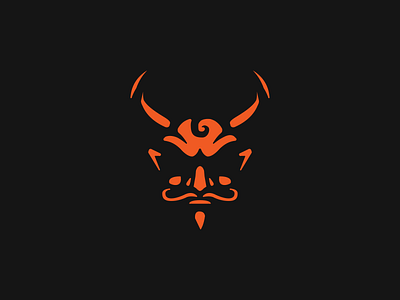 Satan branding devil head icon logo mark negative satan space