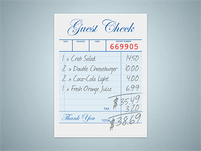 Guest Check bill check guest check invoice payment receipt restaurant