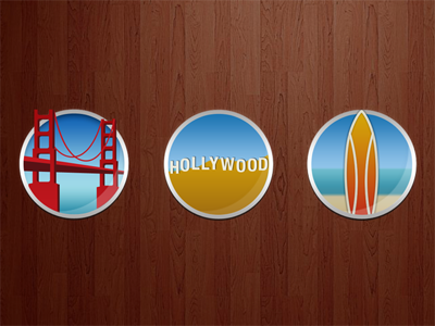 West Coast Theme Icons for an iPad app app golden gate hollywood icon ipad slot machine surf west coast