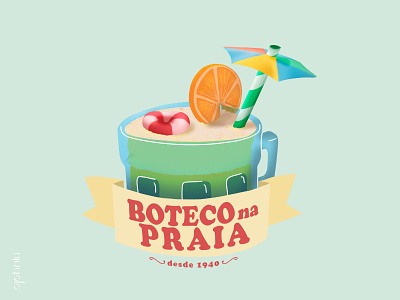 Boteco Na Praia 2d adobe photoshop art bar birthday gift illustration logo sticker
