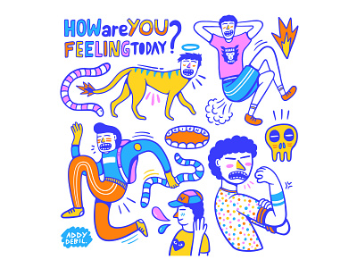 HOW ARE YOU? artwork characters creatures design doodle doodleart doodling drawing feelings hand drawn hype illustration
