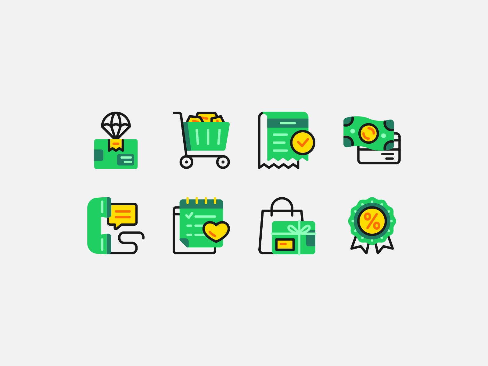 Online Shopping Icons Exploration illustration spot icon iconography icons icon