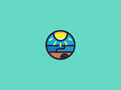 Sunny Day beach bold illustration logo mark sunny