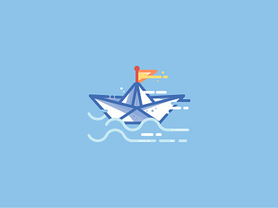 004 Paperboat bold coloured icon illustration line outline paperboat vector