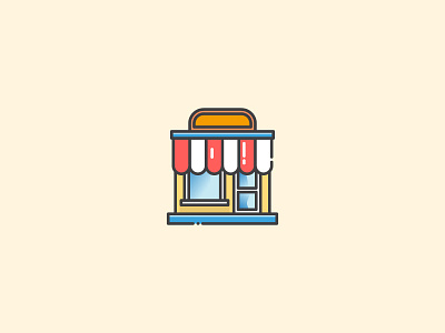 032 Store coloured icon illustration line outline store bold vector