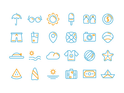 Summer beach icon iconography line outline summer