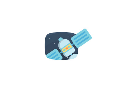 065 Satellite flat icon illustration satellite space